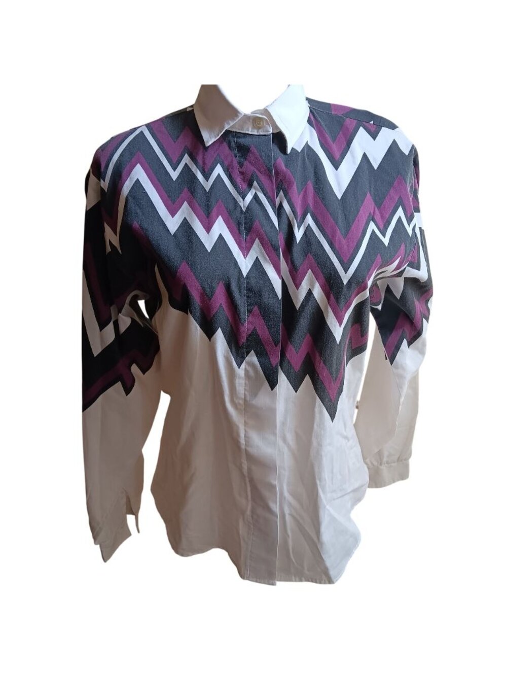 Vintage SMall Cowgirl Top Womens Roper 1990s Western Shirt Zigzag Print USA